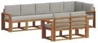 vidaXL Gartenlounge-Set Outdoor-Sofagarnitur 8 stk. Nat&uuml;rlich und Hellgrau,...