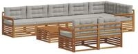 vidaXL Gartenlounge-Set Outdoor-Sofagarnitur 9 stk. Nat&uuml;rlich und Hellgrau,...