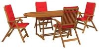 vidaXL Gartenlounge-Set 5-teiliges Garten-Esszimmer-Set Natur Massivholz