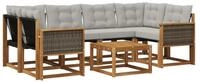 vidaXL Gartenlounge-Set Outdoor-Sofagarnitur 7 stk. Nat&uuml;rlich und Hellgrau,...