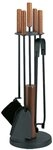 Firefix Kamingarnitur Kaminbesteck mit dunlen Holzgriffen, beschichtet, schwarz,