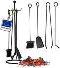 relaxdays Kamingarnitur Kaminbesteck 5-teilig schwarz, (5-St)