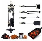 relaxdays Kamingarnitur 5-teiliges Kaminbesteck, (5-St) schwarz