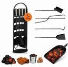 relaxdays Kamingarnitur 5-teiliges Kaminbesteck Schwarz & Silber, (Set, 5-St)