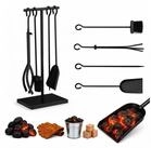 relaxdays Kamingarnitur Kaminbesteck schwarz 5 tlg., (5-St)