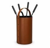 MS Beschl&auml;ge Kamingarnitur Kaminset 5-tlg. Leder Braun - Kaminbesteck elegant,