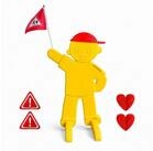 relaxdays Warnschild Warnfigur Kinder mit Fahne, (1 St), gelb