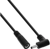 Inline DC Verl&auml;ngerungskabel, Winkelstecker, 3,5 x 1,35 mm, schwarz, 5 m