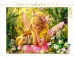 CALVENDO Puzzle CALVENDO Puzzle Kinderelfe mit Fl&uuml;geln sitzt zwischen Blumen