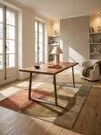 KADIMA DESIGN Schreibtisch Schreibtisch 140x80x76 cm Akazie Massivholz / Metall