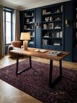 KADIMA DESIGN Schreibtisch Schreibtisch 180x90x76 cm Akazie Massivholz / Metall