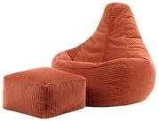 icon Sitzsack Sessel mit R&uuml;ckenlehne aus Cord &bdquo;Dalton&ldquo; mit Hocker...