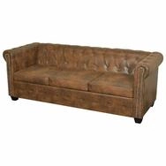 vidaXL Sofa 200 x 76 x 70 cm Chesterfield Sofa 3-Sitzer Braun Kunstleder, 1...