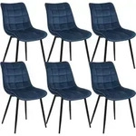 Woltu 4-Fu&szlig;stuhl (6 St), K&uuml;chenstuhl Polsterstuhl Design Stuhl, aus Samt blau