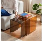 en.casa Satztisch, &raquo;Kariengem&laquo; 2-tlg. Couchtisch-Set Glastischen Braun