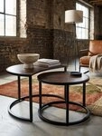 KADIMA DESIGN Satztisch Couchtisch 2er Set Mango Massivholz / Metall...