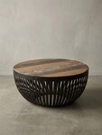 KADIMA DESIGN Couchtisch Couchtisch 70x33x70 cm Holz / Metall Wohnzimmertisch