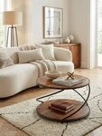 KADIMA DESIGN Couchtisch Couchtisch 58 cm Massivholz Metall Sofatisch Rund