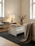 KADIMA DESIGN Couchtisch Couchtisch Wei&szlig; / Eiche 85x47x45 cm Wohnzimmertisch...