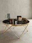 KADIMA DESIGN Couchtisch Couchtisch &Oslash; 82 cm Schwarz / matt Gold Beistelltisch