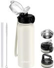 LuxusKollektion Thermoflasche Trinkflasche Edelstahl 600ml Strohhalm...