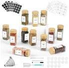 LuxusKollektion Gew&uuml;rzbeh&auml;lter Gew&uuml;rzgl&auml;ser Eckig Holzdeckel 12er Set 120ml