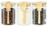LuxusKollektion Vorratsglas Glasbeh&auml;lter Holzdeckel Luftdicht L&ouml;ffel 3 Pack...