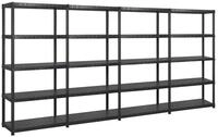 vidaXL Regal vidaXL Lagerregal mit 5 B&ouml;den Schwarz 340x40x185 cm Kunststoff