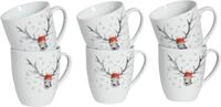 creaTable Becher Hirsch, Kaffeebecher, 6-tlg., 6-tlg., Porzellan, Winterdekor,