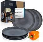 Moritz & Moritz Geschirr-Set VIDA Dessertteller Anthrazit (6-tlg), 6 Personen,