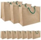 vidaXL Einkaufstrolley Jute-Handtaschen 10 Nat&uuml;rlich und Gr&uuml;n 42 x 33 x 19 cm