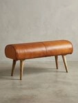 KADIMA DESIGN Sitzbank Sitzbank Echtleder / Massivholz Bank 100x53x40 cm, 2er