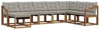 vidaXL Gartenlounge-Set Outdoor-Sofagarnitur 8 stk. Nat&uuml;rlich und Hellgrau,...