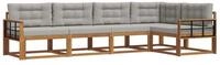 vidaXL Gartenlounge-Set Outdoor-Sofagarnitur 5 stk. Nat&uuml;rlich und Hellgrau,...