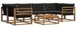vidaXL Gartenlounge-Set Outdoor-Sofagarnitur 7 stk. Nat&uuml;rlich und Schwarz,...