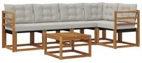 vidaXL Gartenlounge-Set Outdoor-Sofagarnitur 6 stk. Nat&uuml;rlich und Hellgrau,...