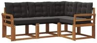 vidaXL Gartenlounge-Set Outdoor-Sofagarnitur 4 stk. Nat&uuml;rlich und Schwarz,...