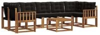 vidaXL Gartenlounge-Set Outdoor-Sofagarnitur 8 stk. Nat&uuml;rlich und Schwarz,...