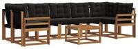 vidaXL Gartenlounge-Set Outdoor-Sofagarnitur 8 stk. Nat&uuml;rlich und Schwarz,...