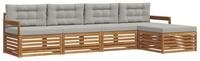 vidaXL Gartenlounge-Set Outdoor-Sofagarnitur 5 stk. Nat&uuml;rlich und Hellgrau,...