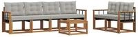 vidaXL Gartenlounge-Set Outdoor-Sofagarnitur 7 stk. Nat&uuml;rlich und Hellgrau,...
