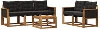 vidaXL Gartenlounge-Set Outdoor-Sofagarnitur 6 stk. Nat&uuml;rlich und Schwarz,...