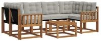 vidaXL Gartenlounge-Set Outdoor-Sofagarnitur 7 stk. Nat&uuml;rlich und Hellgrau,...