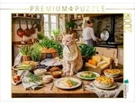 CALVENDO Puzzle CALVENDO Puzzle Katze am Tisch mit Auswahl handzubereiteter Bio