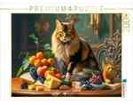 CALVENDO Puzzle CALVENDO Puzzle Altmeisterliches Stillleben mit Maine Coon Katze