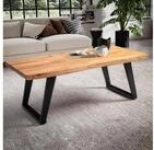 FINEBUY Couchtisch FB100791 Sofatisch 120 cm Baumkante Akazie Massivholz...