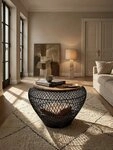 KADIMA DESIGN Couchtisch Couchtisch Mango Massivholz Metall 60x60x45 cm Schwarz...
