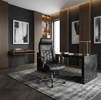 KADIMA DESIGN B&uuml;rostuhl B&uuml;rostuhl Echtleder schwarz bis 120kg...