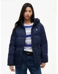 Tommy Jeans Steppjacke TJW HOODED MIDI PUFFER JACKET Kunstfaser blau S (36/38)