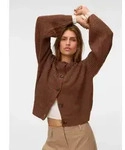 Vero Moda Strickjacke VMLEA LS O-NECK CARDIGAN NOOS Kunstfaser, loose fit braun...